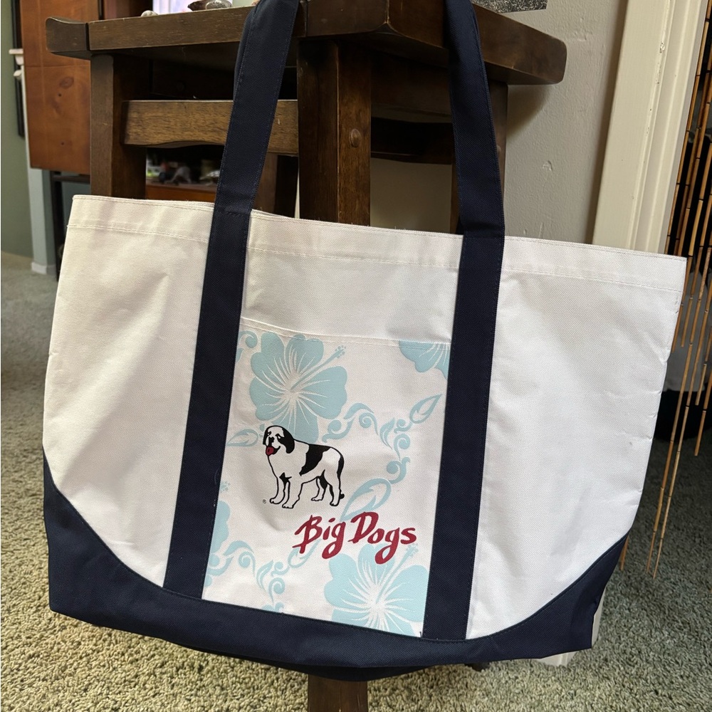 Big Dogs White and Blue Tote Bag